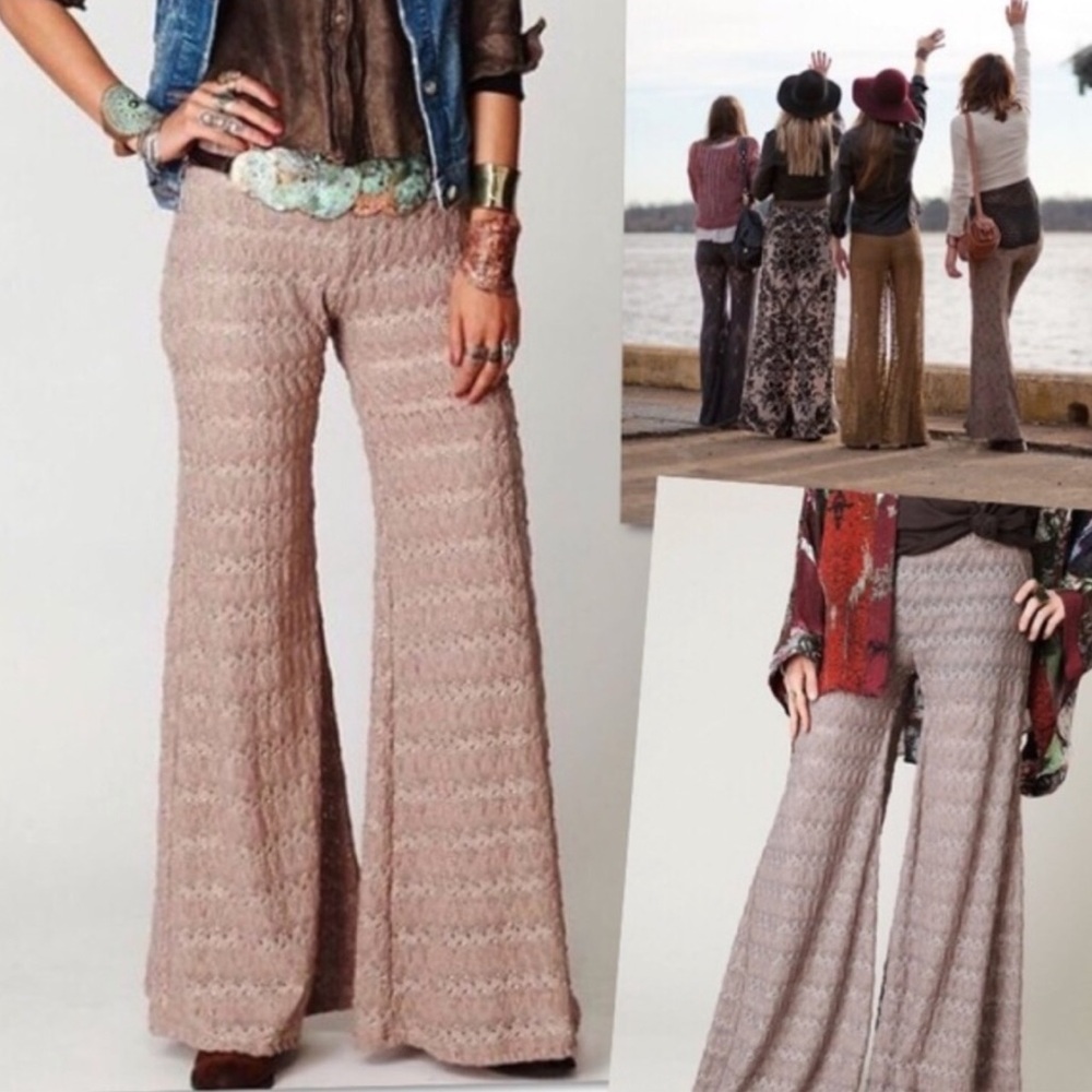 Free People Extreme Knit Crochet Taupe Pants